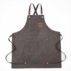 Chef Apron for Men Women Canvas Aprons with 3 Pockets Cross Back Resistant Work Apron for Cooking