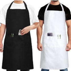 Adjustable apron for women with pockets black kitchen bib aprons
